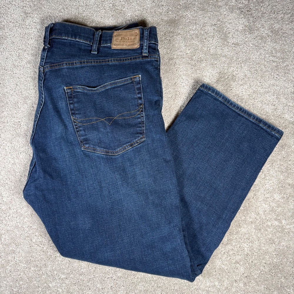 Polo Ralph Lauren Mens Hampton Relaxed Straight Leg Jeans Dark Wash Blue 44Bx30